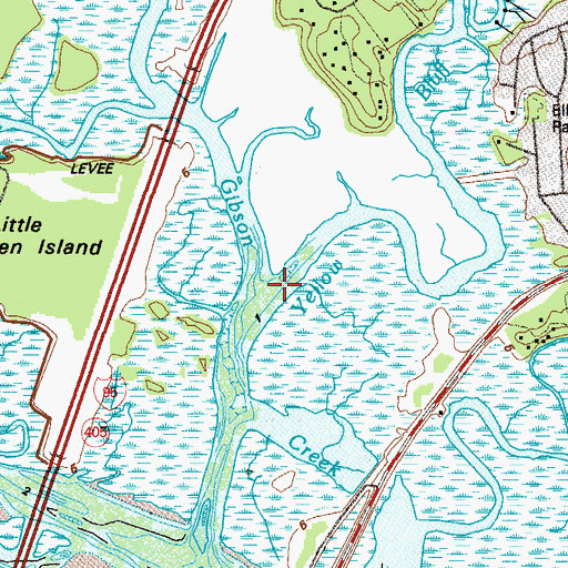 Topographic Map of Yellow Bluff Creek, GA
