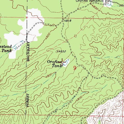 Topographic Map of Orofino Tank, AZ
