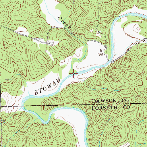 Topographic Map of Yellow Creek, GA