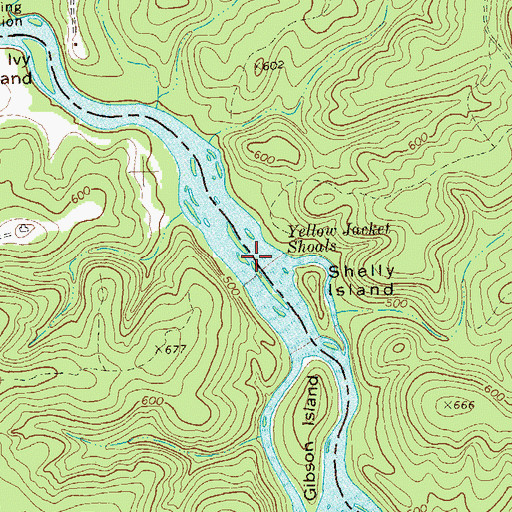Topographic Map of Yellow Jacket Shoals, GA
