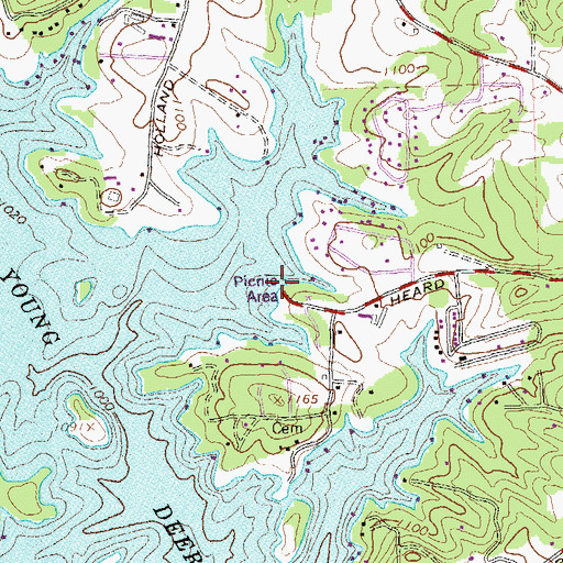 Topographic Map of Young Deer Creek Access Point, GA