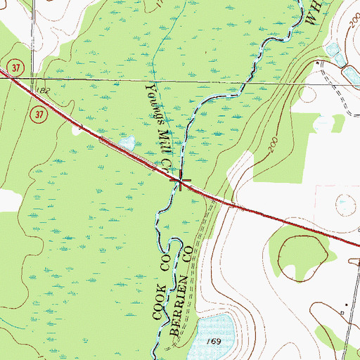 Topographic Map of Youngs Mill Creek, GA