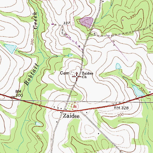 Topographic Map of Zaidee Church, GA