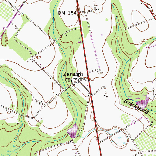 Topographic Map of Zaraigh Church, GA