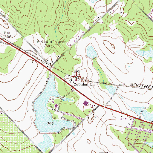 Topographic Map of Zebulon Church, GA