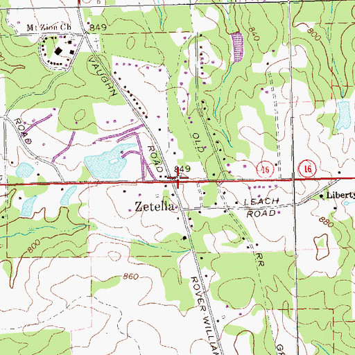 Topographic Map of Zetella, GA