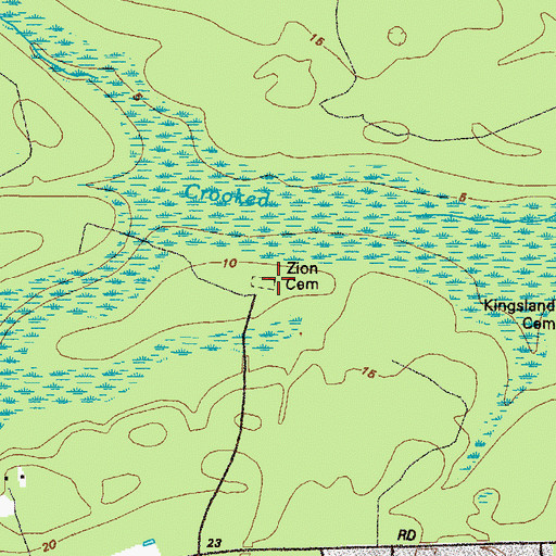 Topographic Map of Zion Cemetery, GA