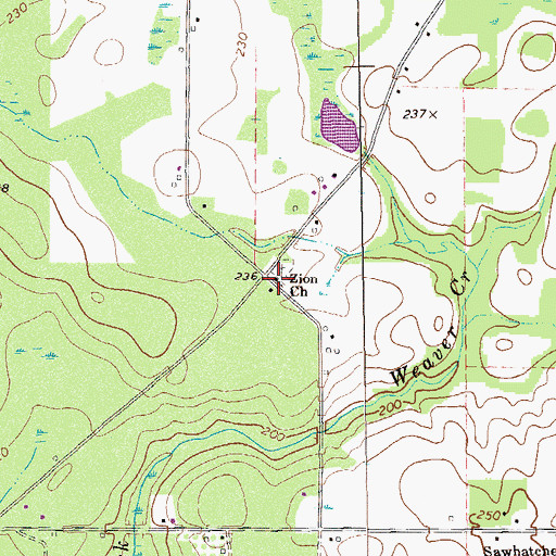 Topographic Map of Zion Church, GA