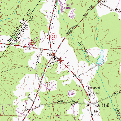 Topographic Map of Zion Church, GA