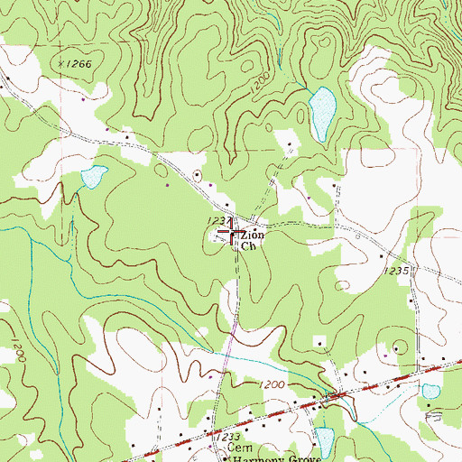 Topographic Map of Zion Church, GA