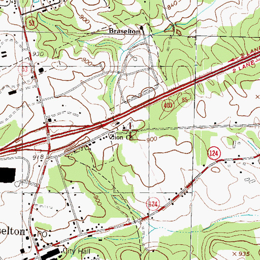 Topographic Map of Zion Church, GA