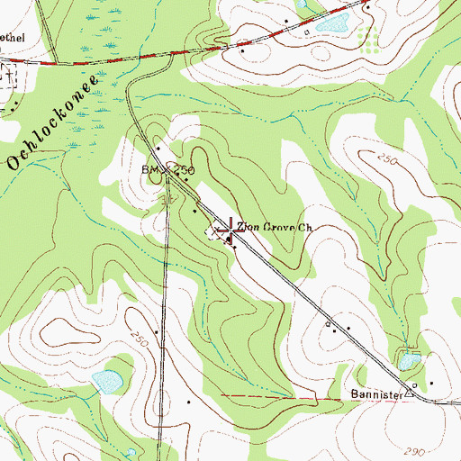 Topographic Map of Zion Grove Church, GA