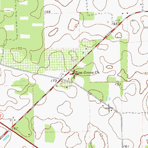 Topographic Map of Zion Grove Church, GA
