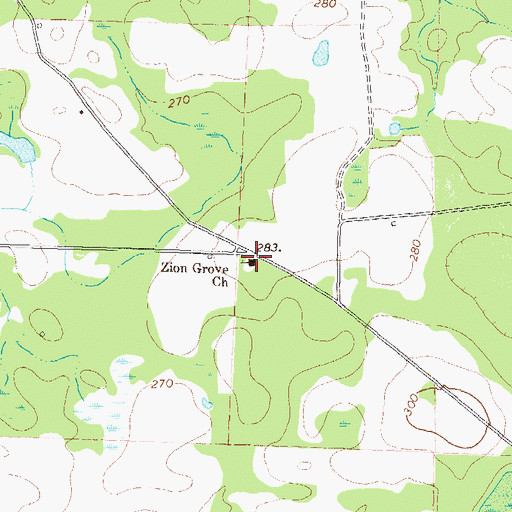 Topographic Map of Zion Grove Church, GA