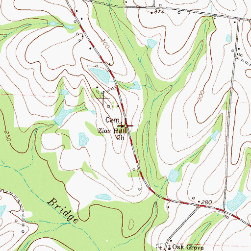 Topographic Map of Zion Hill Church, GA