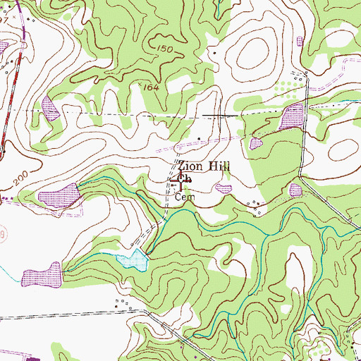 Topographic Map of Zion Hill Church, GA
