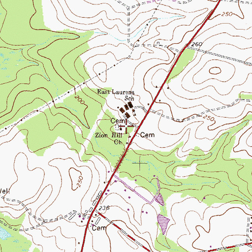 Topographic Map of Zion Hill Church, GA