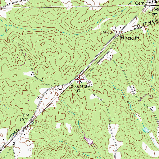 Topographic Map of Zion Hill Church, GA