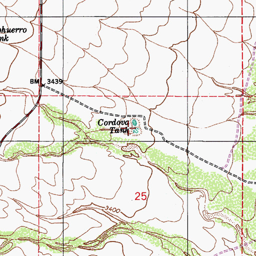 Topographic Map of Cordova Tank, AZ