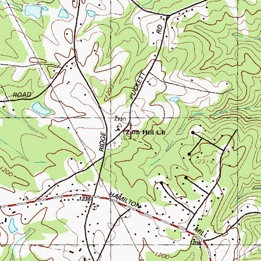 Topographic Map of Zion Hill Church, GA