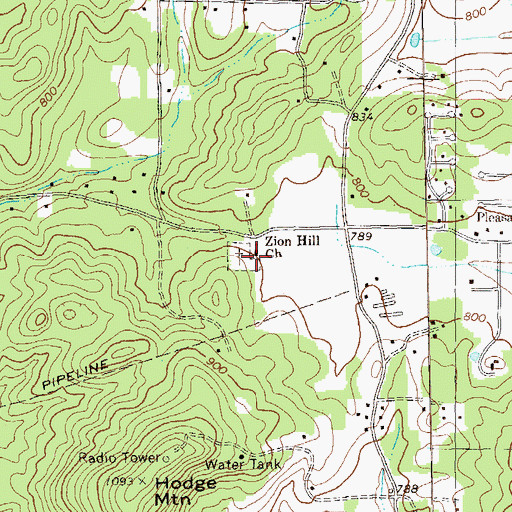 Topographic Map of Zion Hill Church, GA