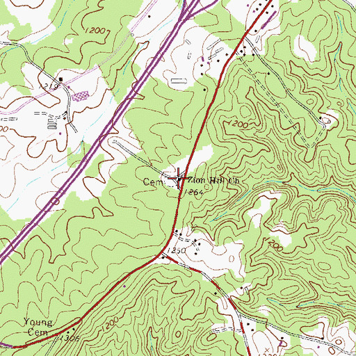 Topographic Map of Zion Hill Church, GA