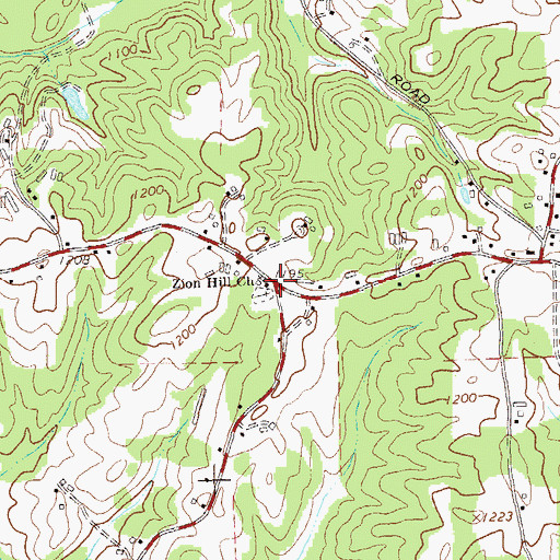 Topographic Map of Zion Hill Church, GA
