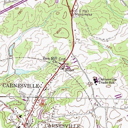 Topographic Map of Zion Hill Church, GA