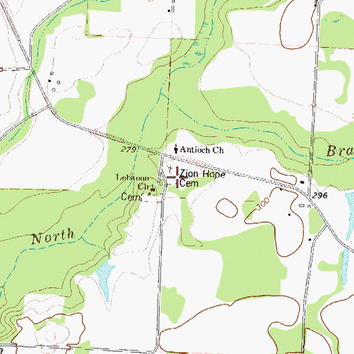 Topographic Map of Zion Hope Cemetery, GA