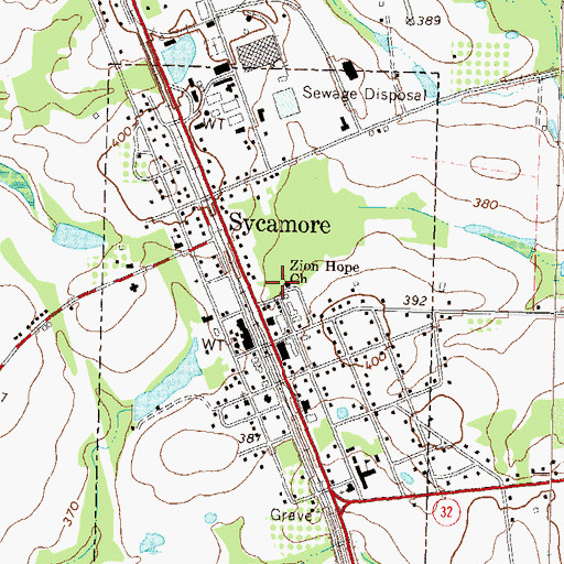 Topographic Map of Zion Hope Church, GA