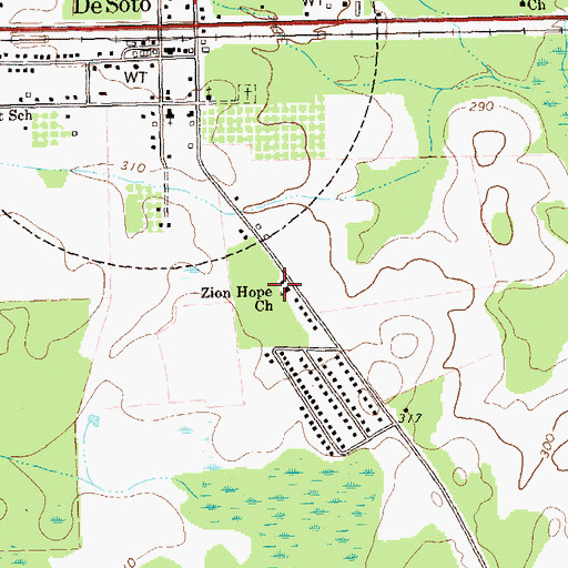 Topographic Map of Zion Hope Church, GA