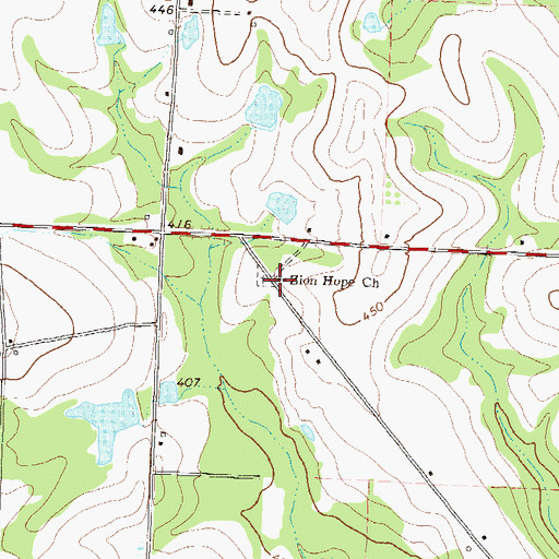 Topographic Map of Zion Hope Church, GA