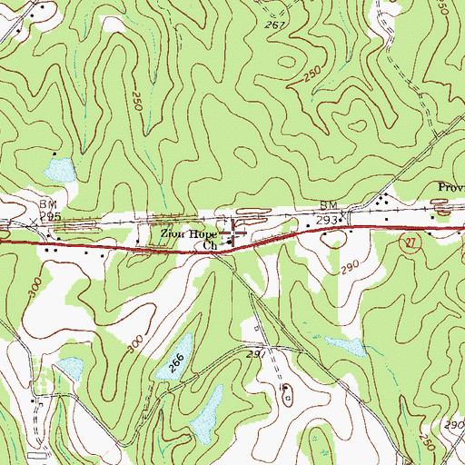 Topographic Map of Zion Hope Church, GA