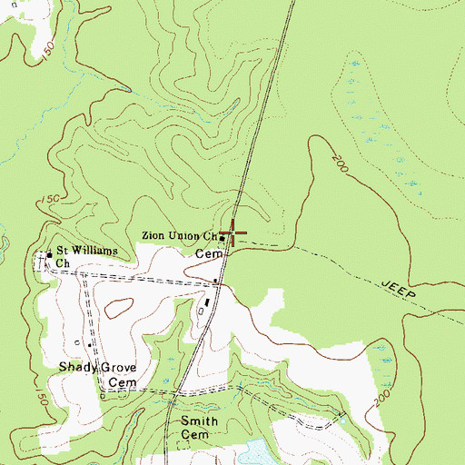 Topographic Map of Zion Union Church, GA