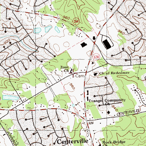 Topographic Map of Zoar Church, GA