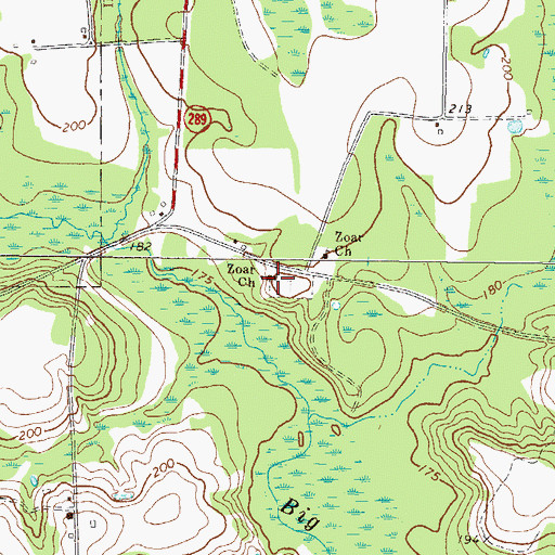 Topographic Map of Zoar Missionary Baptist Church, GA