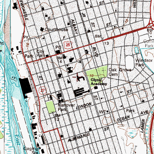 Topographic Map of Lanier School, GA