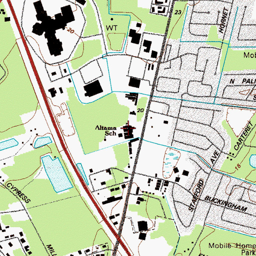 Topographic Map of Altama Elementary School, GA