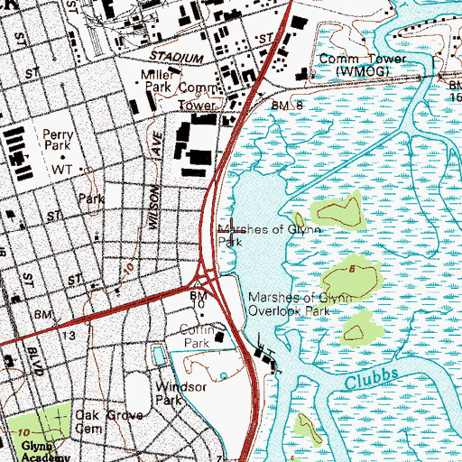 Topographic Map of Marshes of Glynn Park, GA