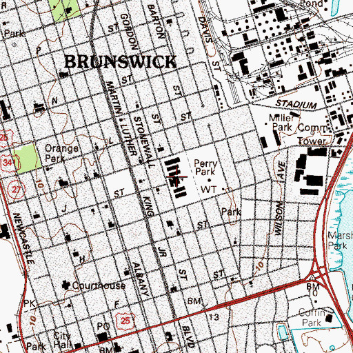 Topographic Map of Burroughs - Molette Elementary School, GA