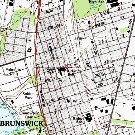 Topographic Map of Greer School, GA