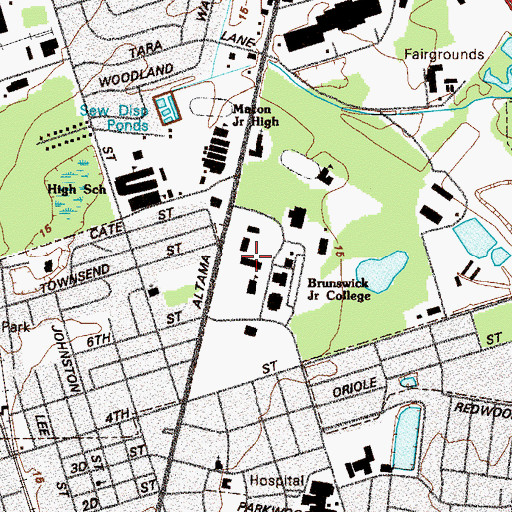 Topographic Map of Coastal Georgia Community College, GA