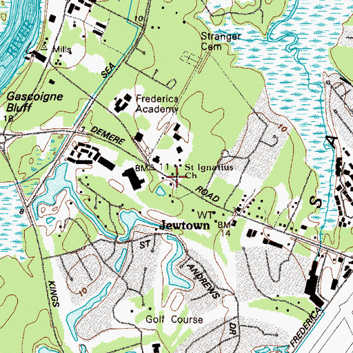 Topographic Map of Saint Ignatius Church, GA