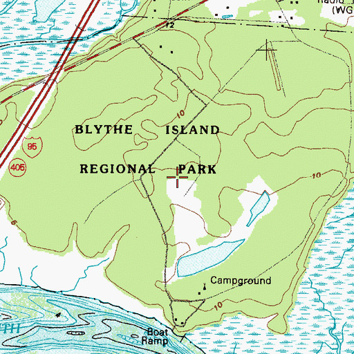 Topographic Map of Blythe Island County Park, GA