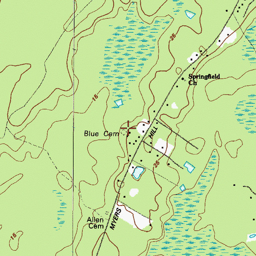 Topographic Map of Blue Cemetery, GA