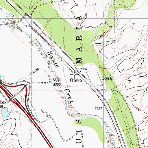 Topographic Map of Otero, AZ