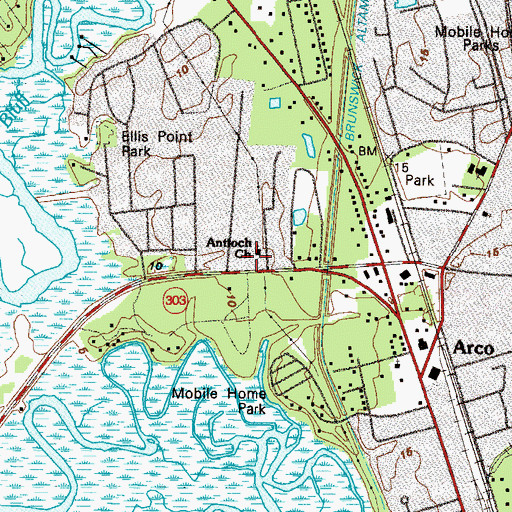 Topographic Map of Antioch Church, GA