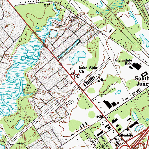 Topographic Map of Lake Side Church, GA