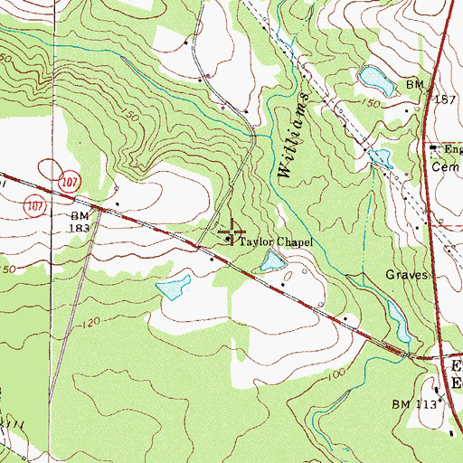Topographic Map of Taylor Chapel, GA