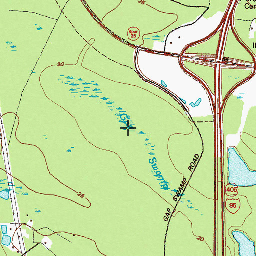 Topographic Map of Gap Swamp, GA